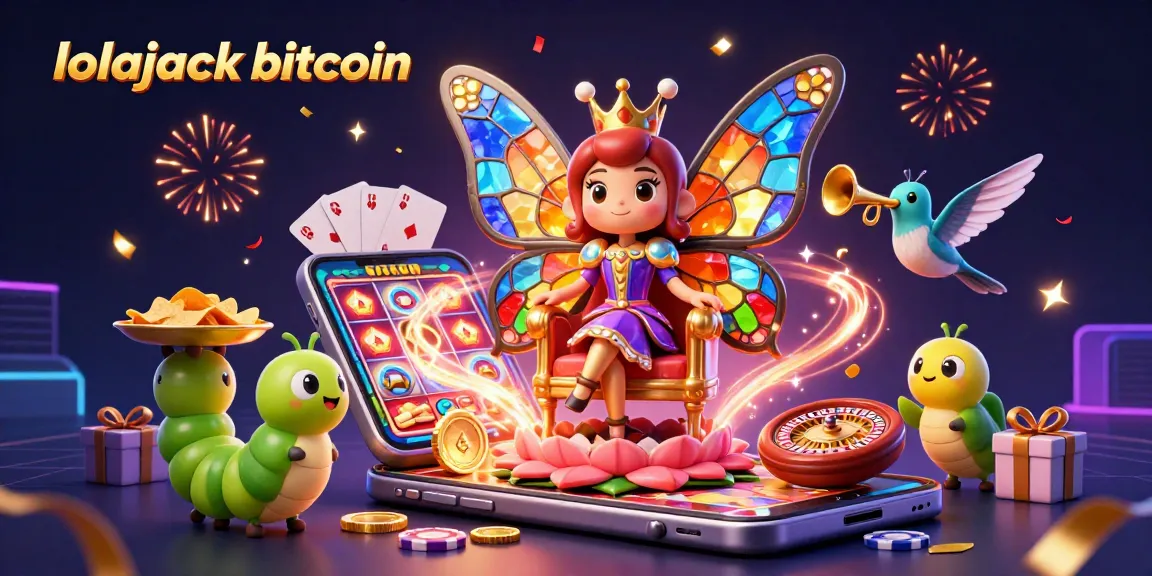Experience the thrill of lolajack bitcoin with a vibrant scene filled with casino games and celebration!