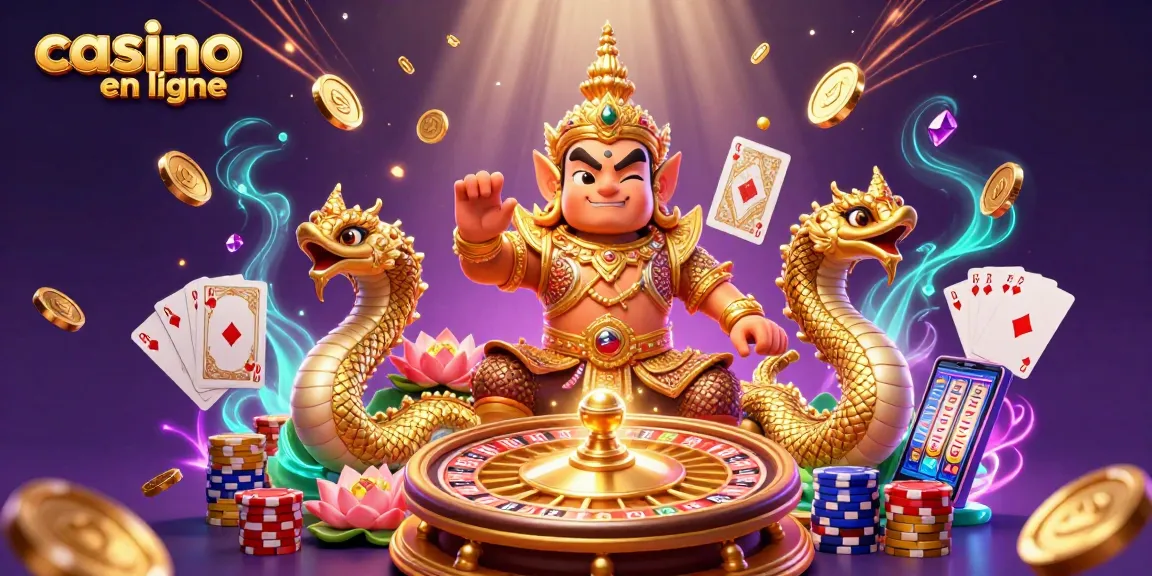 Jouez au casino en ligne avec une illustration dynamique et des éléments de jeu captivants