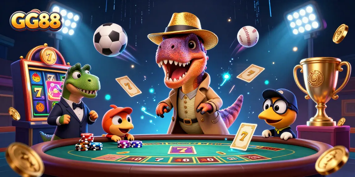 Experience thrilling gaming action at GG88 featuring unique characters and dynamic casino elements.