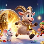Join the festive iwin casino adventure featuring a Krampus goat, angel mouse, and gremlins in chaos.