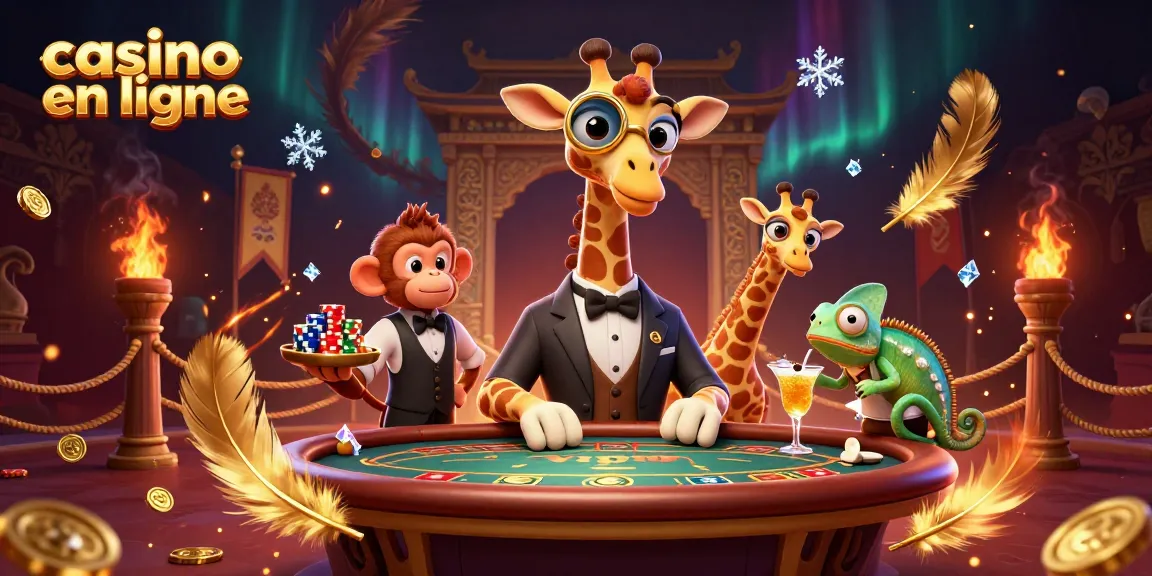 Jouer au casino en ligne avec une girafe haute en couleur et un valet singe.