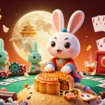 Jouer au casino en ligne avec des pièces de poker dans une scène colorée et animée.
