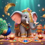 Experience winning gameplay with tt88's vibrant elephant mascot amidst casino excitement and glowing gems.
