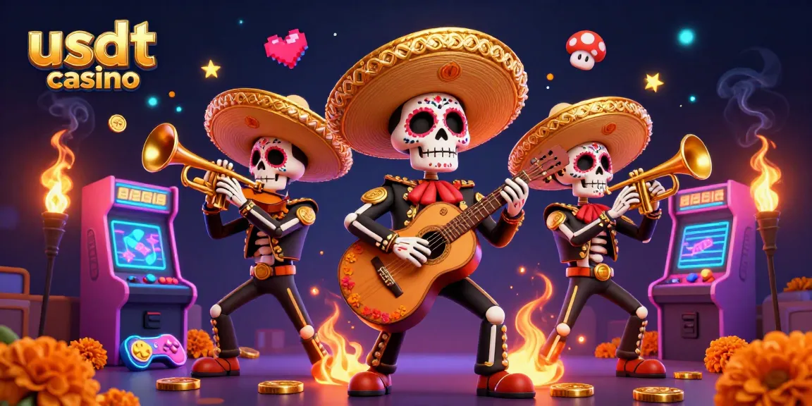 Gioca nei migliori usdt casino con una band mariachi colorata e macchine da gioco 3D avvolte da effetti luminosi.