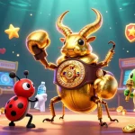 Engage in thrilling gameplay with JBO's dynamic illustration, featuring vibrant casino elements and characters.