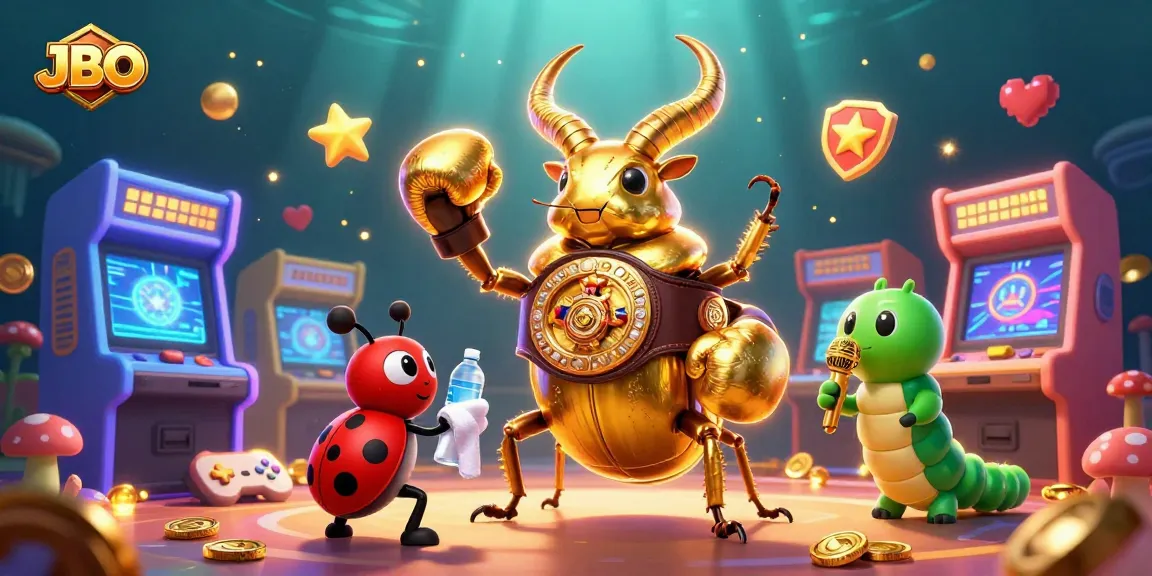 Engage in thrilling gameplay with JBO's dynamic illustration, featuring vibrant casino elements and characters.