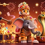 オンラインポーカーでのスリルを感じるポーカーゲームの場面を描いたイラスト。