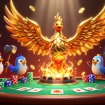 Jouer au casino en ligne avec des éléments dramatiques et un phénix doré qui symbolise la chance.