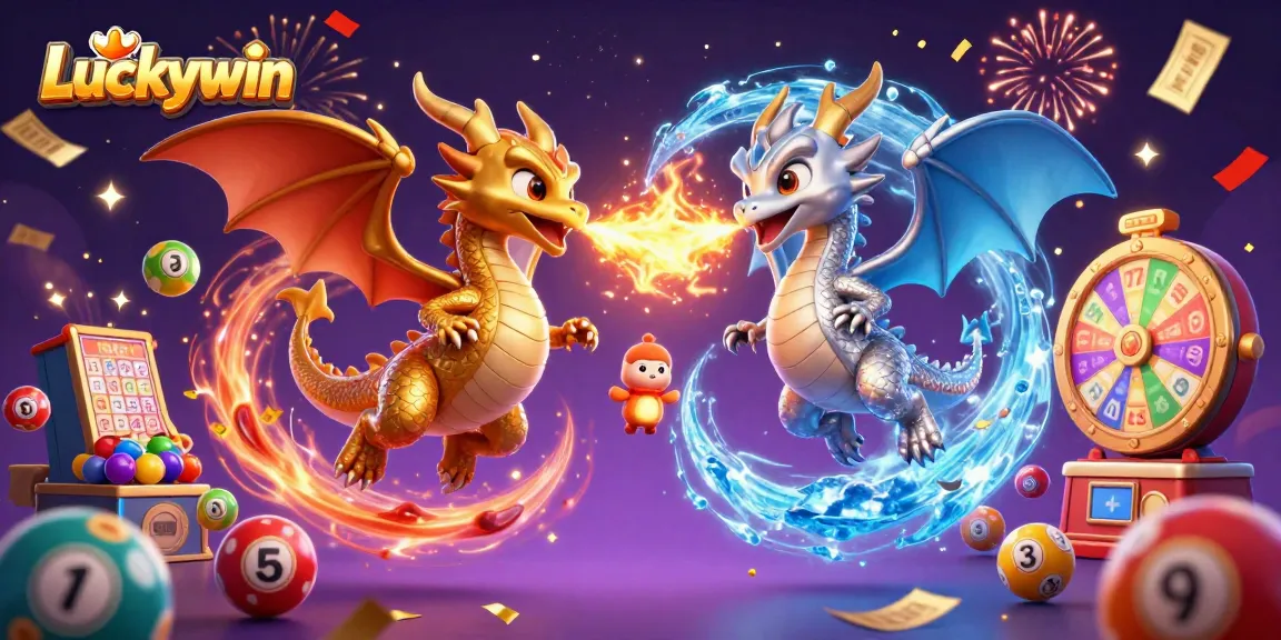 Engage in thrilling lottery experiences with Luckywin's vibrant game elements and dynamic 3D dragons.