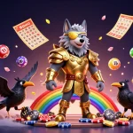 Illustration 3D vibrante capturant l'excitation d'un casino en ligne avec des éléments de jeu animés.