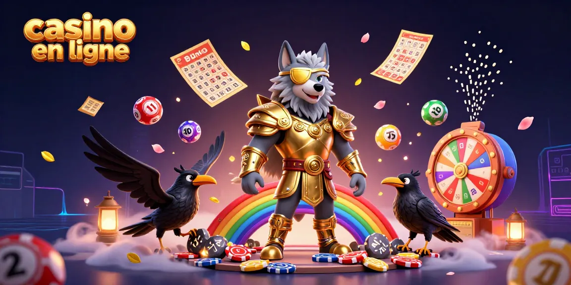 Illustration 3D vibrante capturant l'excitation d'un casino en ligne avec des éléments de jeu animés.