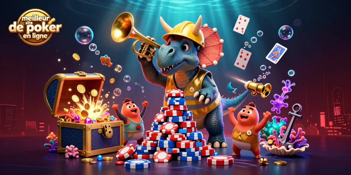 Gagnez sur le meilleur site de poker en ligne avec une illustration dynamique et colorée de personnages cartoon.