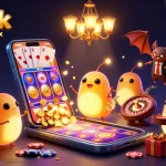 Experience thrilling games at lolajack casino est-il sérieux, a vibrant and playful casino scene illuminated by glowworms.
