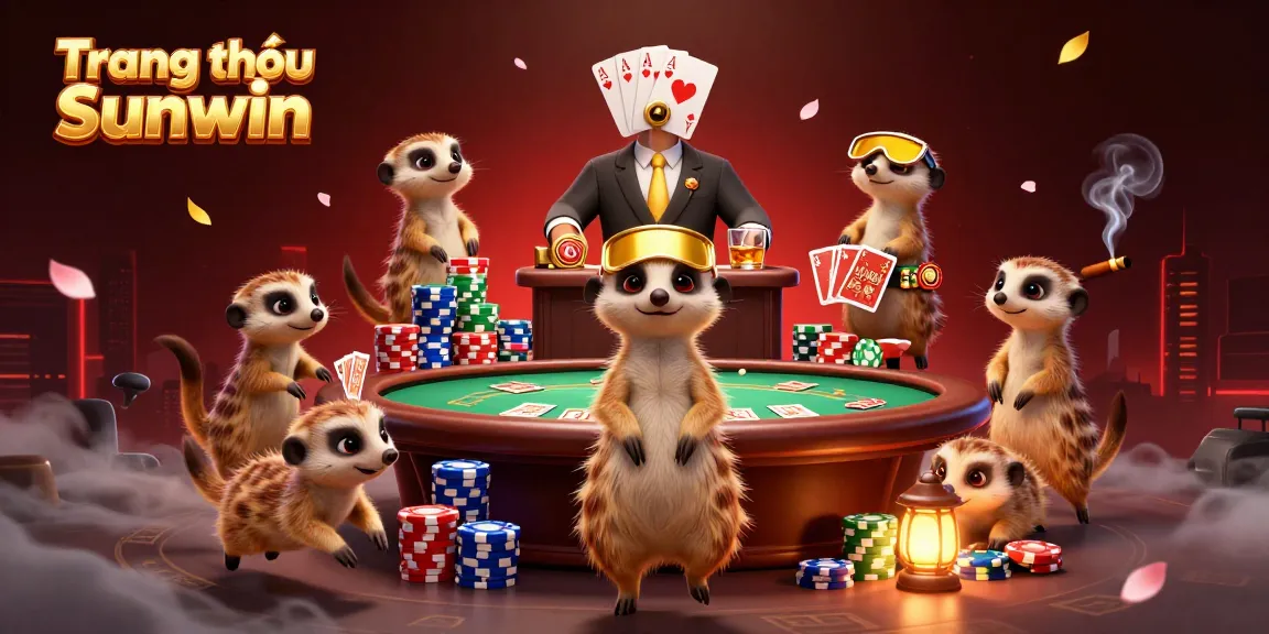 Experience thrilling gameplay at Trang chủ Sunwin with vibrant casino elements and engaging meerkat characters.