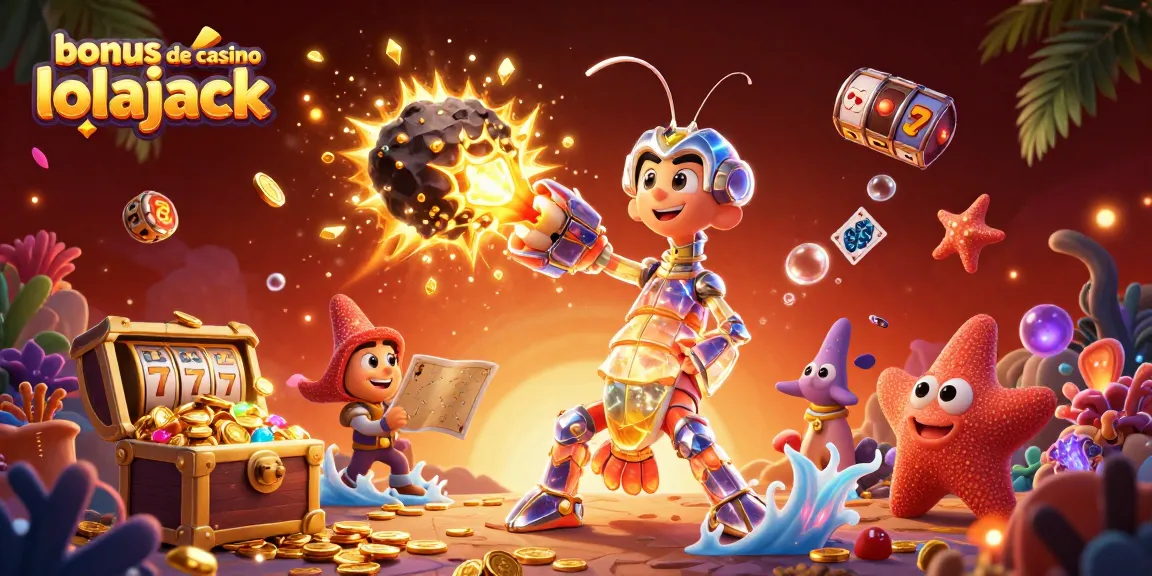 Experience the excitement of bonus de casino lolajack with a dynamic 3D illustration of vibrant characters and game elements.