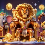 Participer à des jeux passionnants de casino en ligne avec des personnages de lion, éléphant et guépard.