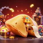 Experience the thrill of xim with a vibrant, interactive casino illustration filled with fortune cookie characters.