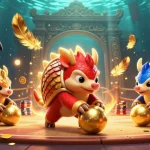 8day pangolins roll through poker chips in a vibrant casino scene