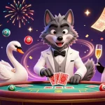 Join the luxury gaming scene with 789wincom network at the baccarat table, as win-themed elements abound.