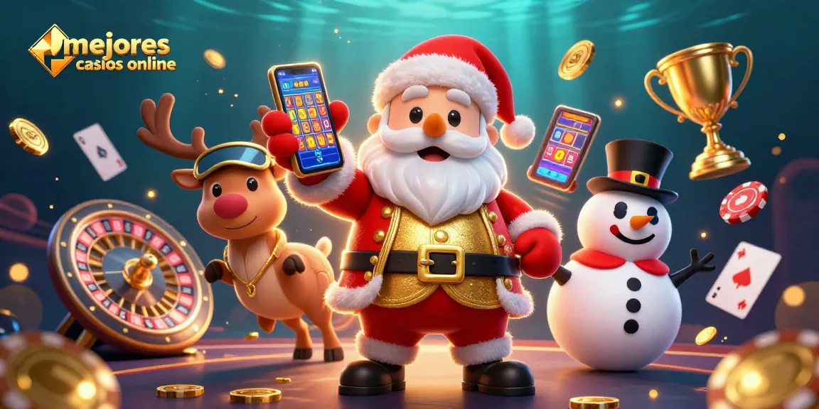 Disfruta de los mejores casinos online con una vibrante escena positiva llena de tragamonedas y premios.
