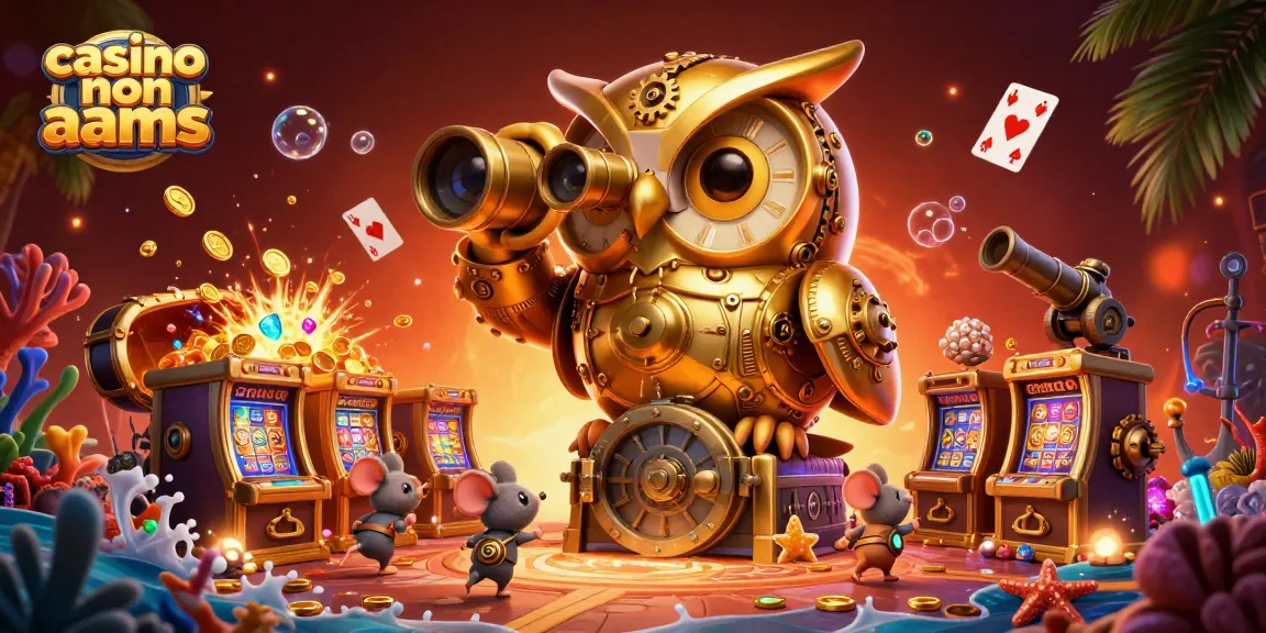 Gioca nei migliori casino non AAMS con macchine e giochi scintillanti in un'illustrazione vivace.
