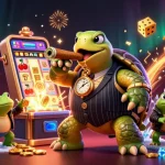 Un jeu captivant de casino en ligne avec des personnages vibrants de tortue et de grenouille, des machines à sous et des symboles riches.