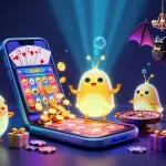 Gagnez avec le casino en ligne! Illustration 3D de jeux de casino illuminés par des lucioles.