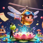 Jouez dans un casino en ligne animé avec des cartes à jouer et des balles de loterie colorées.