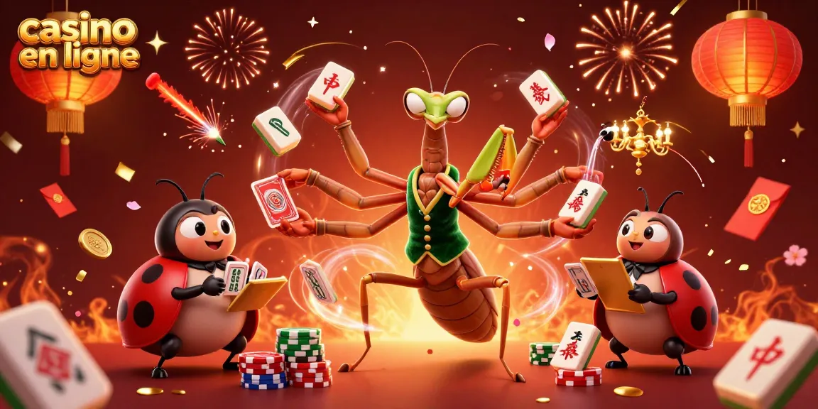 Jouez au casino en ligne avec des cartes et des jetons dans un univers festif rempli de détails.
