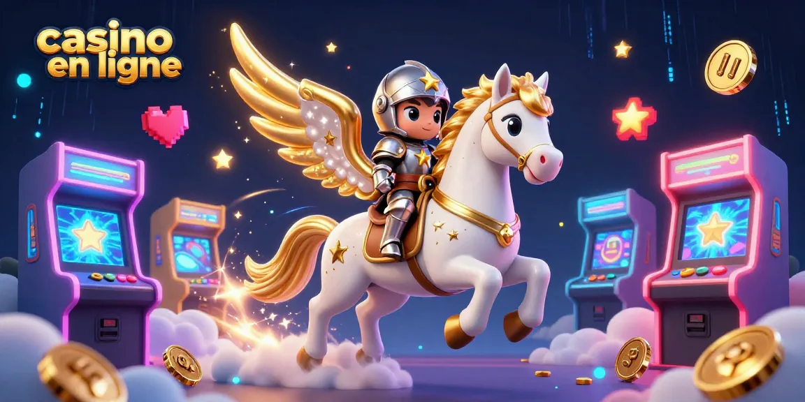 Découvrez une illustration 3D animée vibrante sur le thème du casino en ligne, avec un cheval céleste.