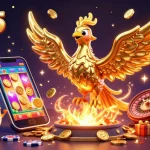 Experience thrilling gameplay with bl555's vibrant atmosphere featuring a golden phoenix and dynamic casino elements.