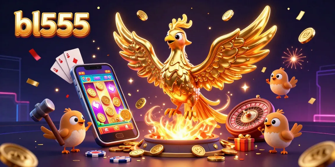 Experience thrilling gameplay with bl555's vibrant atmosphere featuring a golden phoenix and dynamic casino elements.