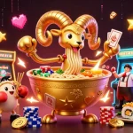 Animations de banque en ligne avec casino en ligne, personnages animés et machines à sous colorées.