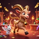 Plongez dans l'univers du casino en ligne avec cette illustration captivante de Krampus et ses gremlins.