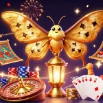 Plongez dans l'univers des jeux de casino en ligne avec un papillon majestueux au centre.