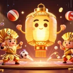 Pariez avec le meilleur casino en ligne, une illustration 3D captivante remplie de trophées sportifs et de symboles de bonne fortune.