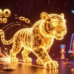 Plongez dans le monde du casino en ligne avec un tigre lumineux et des éléments de jeu dynamiques.