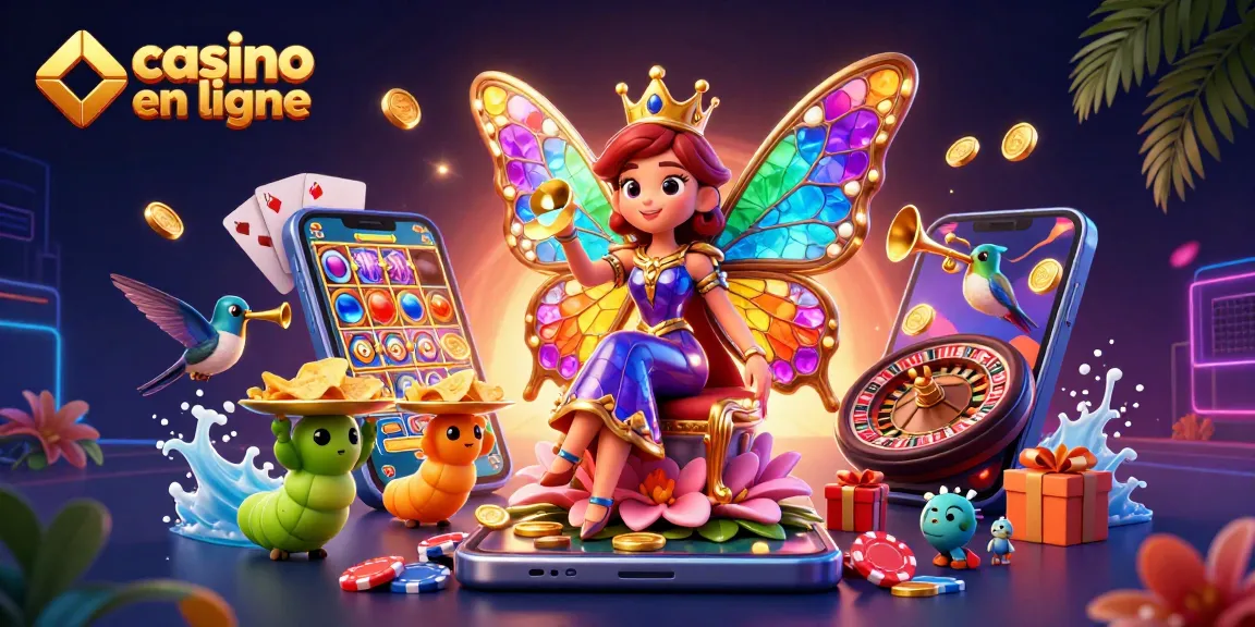 Profitez des jeux de casino en ligne avec une reine papillon fantastique et des jetons d'or