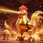 Visualisez un combat vivant dans un casino en ligne avec un robot coq doré et des drones!