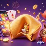 Jouez à un casino en ligne avec des personnages de jeu 3D animés célébrant sous des confettis