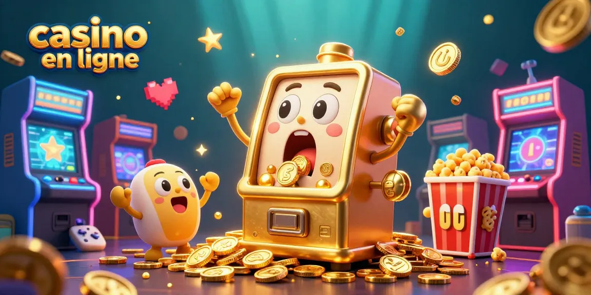 Machine à sous en ligne captivante avec un jackpot, jeux de machines à sous et éclats dorés.