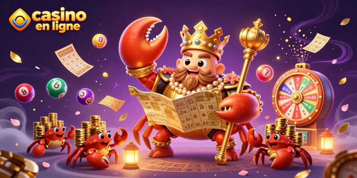 Un crabe empereur en or et des éléments de loterie s'animent au casino en ligne.