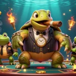 Faites tourner les rouleaux au casino en ligne avec une tortue mobster et des grenouilles enflammées.