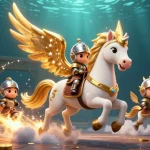 Action captivante d'un casino en ligne avec un cheval magique et un chevalier dans un cadre dynamique.