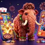 Casino en ligne : Mammouth, tigre et dodo accueillent les VIPs dans une illustration festive 3D.