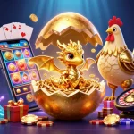 EE88 showcases a baby dragon emerging from a golden egg amidst vibrant casino elements.