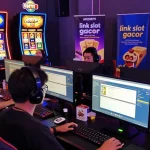 Dynamic gaming environment showcasing players enjoying link slot gacor on APIZEUS777 platform with colorful slot graphics.