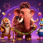 Vivez l'excitation du casino en ligne avec ce gardien mammouth et un invité VIP en pleine action.
