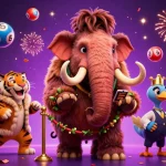 Des jeux captivants au nouveau casino en ligne avec un mammouth gardien, tachettes et tickets en fête.
