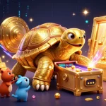 Illustration dynamique d'un casino en ligne avec des animaux amusants et des trésors, créant une atmosphère ludique.